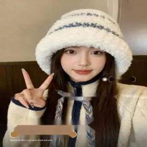 [겨울 데이트룩] 여성니트모자 털버킷햇 여자겨울모자 손뜨개모자