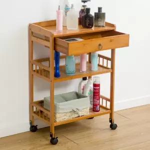 원목 와인카트 서랍 서빙카트 주방 수납장 카트 3단 호텔 와인 선반