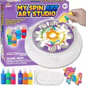 들을 위한 슈퍼 스핀 아트 기계 키트 종이접기 아트로 장난감 두꺼운 스플래터 가드 선물 소년 소녀들