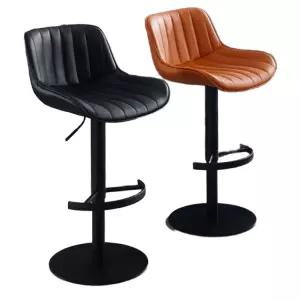 지휘자의자 바스툴 리프트형 등받이 조립식 높낮이조절 회전형 스틸 인조가죽 아일랜드식탁 바