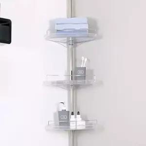 기둥식 스테인레스 압축봉 선반 코너 욕실 3단 무타공 화장실