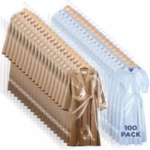 100팩 플라스틱 드라이클리닝 백 투명 방진 및 방습 의류 보관 여행 이동 23.6×47.2인치에 적합