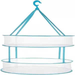 오이케지아스 2단 접이식 스웨터 메쉬 건조기 휴대용 걸이식 건조대 평평한 옷 건조망 세탁물 랙 - 파란색