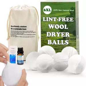 비바스피어 울 드라이어 볼 - 보풀 없음 6XL 팩 1000개 이상의 하중 프리미엄 천연 섬유 유연제 건조 시간