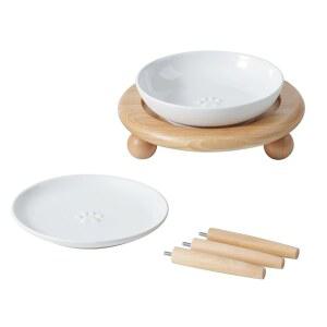 하브니바, 세라믹 와이드 휘슬러 친화적인 고양이 접시, 2가지 스타일 스탠드 조절 가능한 반려동물 그릇 세트(1접시+1 얕은 접시+스탠드, 흰색)를 올렸습니다