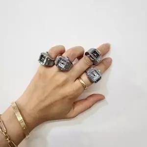 빈티지 손가락반지 매력 사각 시계반지 프리 사이즈-WFIK74K