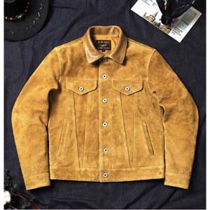 클래식 미국 작업복 가죽 재킷 자켓 남성용 천연 소가죽 스웨이드 코트 빈티지 데님 507