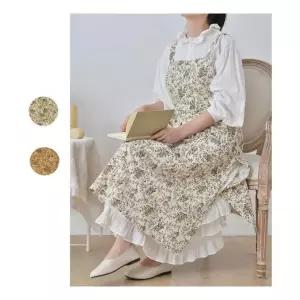 데이제이  예쁜 원피스 앞치마 플라워 네일샵 주방 조절 가능 어