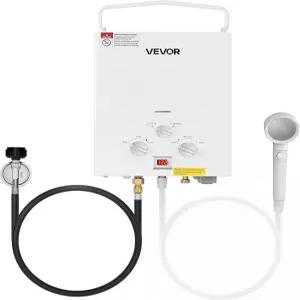 VEVOR 휴대용 프로판 온수기 5L 탱크리스 실외 34000 BTU 1.32 GPM 순간 온수 액세서리 세트 + 조절기 RV