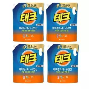 테크 베이킹소다+구연산 실내건조 액체세제 일반 리필 2L x 4개