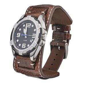 알파인 정품 빈티지 가죽 커프 시계줄 - 풀 그레인 스트랩 여성 남성 교체 일반 스마트 밴드와 호환됩니다