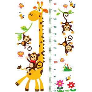 DEKOSH 기린 & 몽 키 벽 차트 | 침실, 놀이방을 위한 필 앤 스틱 스티커