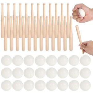PCS 미니 야구 방망이 폼 스포츠 공 48개, 소형 나무 7.9개, 2개, DIY 페인트칠 가능한 파티 용품 테마 장식용 48개(PCS)