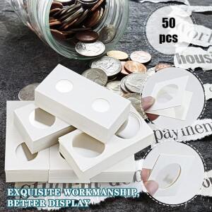 50개/박스 20.5/23/25/27.5/31.5/40mm 동전 보관 홀더 사각 케이스 앨범 수집 플립 클립 커버 용품