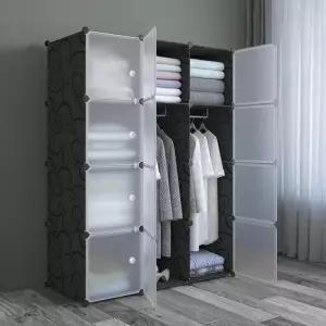 나은상점 간편조립 복합 선반수납장(8칸)(111x147cm) 조립식옷장