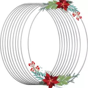 10Pcs 실버 마크라메 드림 캐처 링 벽걸이 공예품용 베투어 메탈 후프 DIY 플로럴 결혼식 화환 장식용