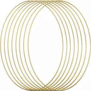 호이디아 골드 마크라메 드림 캐처 링 8Pcs 금속 후프 DIY 플로럴 벽걸이 공예 화환 결혼식 장식용 (6인치)