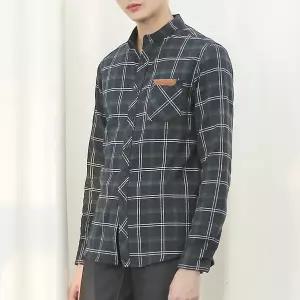 [긴팔/기모/헨리넥셔츠] 간절기 포켓 캐주얼 체크남방 셔츠