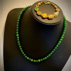 패션목걸이 팔찌겸용 헨드메이드 호박 그린마노 원석 롱 긴 목걸 쥬얼리목걸이