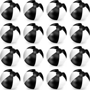 Whaline 16Pcs 16인치 블랙 화이트 풍선 비치볼 원형 풀 PVC 볼 게임 장난감 여름 하와이 열대 테마 비치