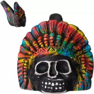 아즈텍 데스 호루라기 튼튼한 세라믹 휴대용 해골 으스스한 헤비 듀티 포크 월드 윈드 및 목관 악기 실내