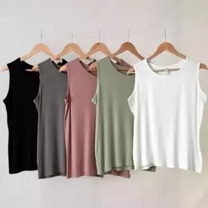 여성 빅사이즈 여름 라운드넥 민소매 골지 나시 스판