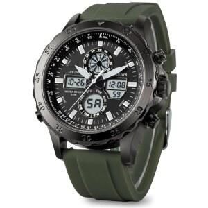 남성용 PINDOWS 시계, 30M 방수 군용 디지털 아날로그 실외 스포츠 시계 듀얼 타임 LED 백라이트 알람 스톱워치 캘린더 다기능 손목시계