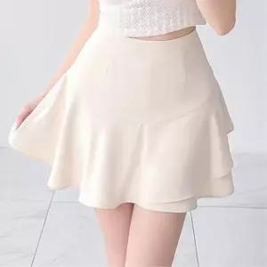여성 사랑스러운 단색 캉캉 플레어 미니 스커트