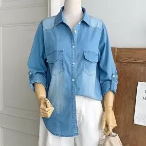 워싱 롤업 빈티지 고스판 여성청남방 긴팔셔츠