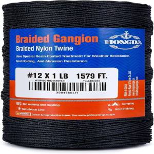 홍다 땋은 타르드 뱅크 라인 블랙 나일론 스트링 1579피트 12 트롯라인용 1.2mm 가드닝 건설용 기어 타이잉