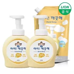 아이깨끗해 핸드워시 용기 490ml 2개+리필 600ml 1개 (순/레몬 택1)