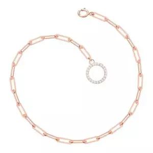14K GOLD 로즈골드 큐빅 링 펜던트 클립 체인 금 팔찌 WFK1M2A