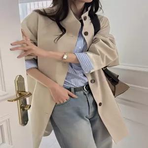 [제작] 마로니 리얼루즈핏 하프 트렌치 코트 86282 빅사이즈 여성의류