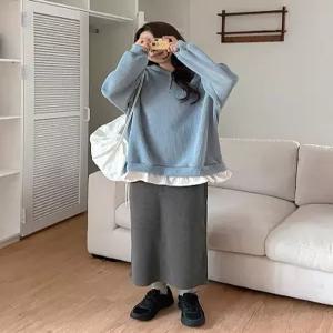 시로트 밴딩 H라인 롱 스커트 86264 빅사이즈 여성의류