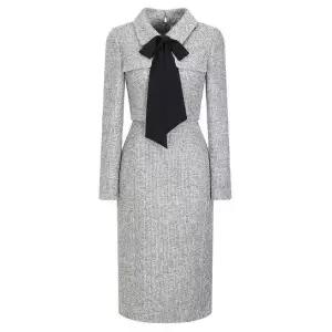 [롯데백화점]제이제이지고트 배색 타이 재킷 H라인 원피스 GPAM0OP921