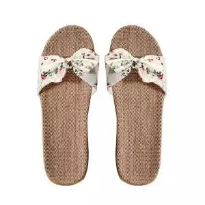 슬리퍼 여름 사무실 가벼운 비치 리본 린넨 마슬리퍼 WD81AB8