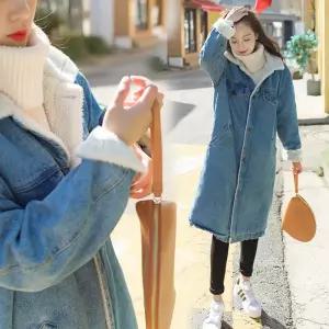 남자 데님 청자켓 스타일 보온 아우터 겨울용 롱 양털