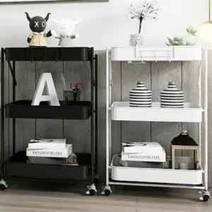 접이식 3단 주방 선반 바퀴 틈새 이동식 트롤리 우리몰