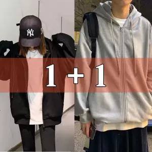(총 2장) 사계절 후드 오버핏 집업 2컬러 7사이즈 루즈핏 점퍼 가디건 남여공용 남자 여자 간절기 봄 여름 가을 겨울