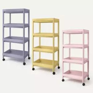 이동식 4단 바퀴달린 수납트레이 세탁실 카피에 정리 트롤리 선반
