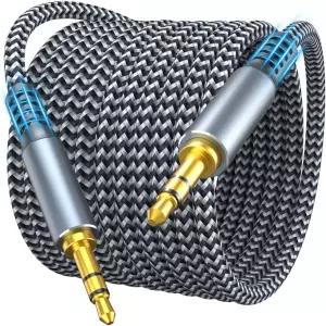 MORELECS 보조 코드 4피트 - 3.5mm 오디오 케이블 남성 대 나일론 땋은 스테레오 잭 코드(1 /8인치) 자동차