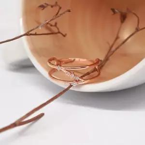 [오팔하우스] 14k 사선 큐빅 반지 OPDJR5315