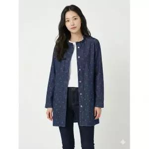 [90사이즈특가] [크로커다일레이디] 블루 하프넥 데님 블라우스 CLBSBL103