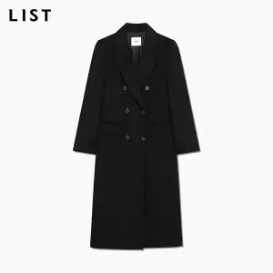 [매장 정품]  리스트 울 더블 핸드메이드 롱 코트 BK