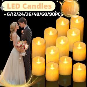 6-90피스 LED 촛불 배터리로 작동되는 인공 led Flameless 웨딩 장식 콘서트 할로윈 홈