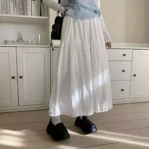 [하프클럽/]여성 봄여름 시원한 면 프릴 밴딩 롱스커트