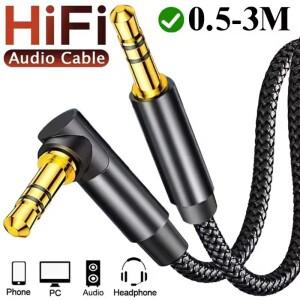3.5mm 잭 오디오 케이블 90도 엘보우 남성-남성 스피커 AUX 와이어 삼성호환 샤오미호환 MP3/4 비디오 자동