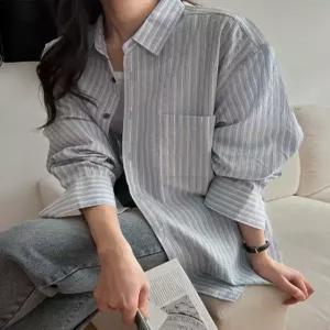 브록스 스트라이프 루즈핏 셔츠 86225 빅사이즈 여성의류