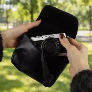 디카 카메라 빈티지 컴팩트 가죽 파우치 중형 블랙