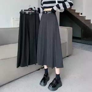 비욘드라이프 웬더스 모직 플리츠 롱스커트 주름치마 1005654